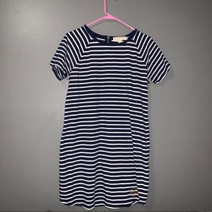 White Blue striped flowy summer dress